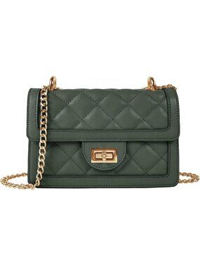 Women's Olive Quilted Mini Small Shoulder Wallet Purse Crossbody Bag